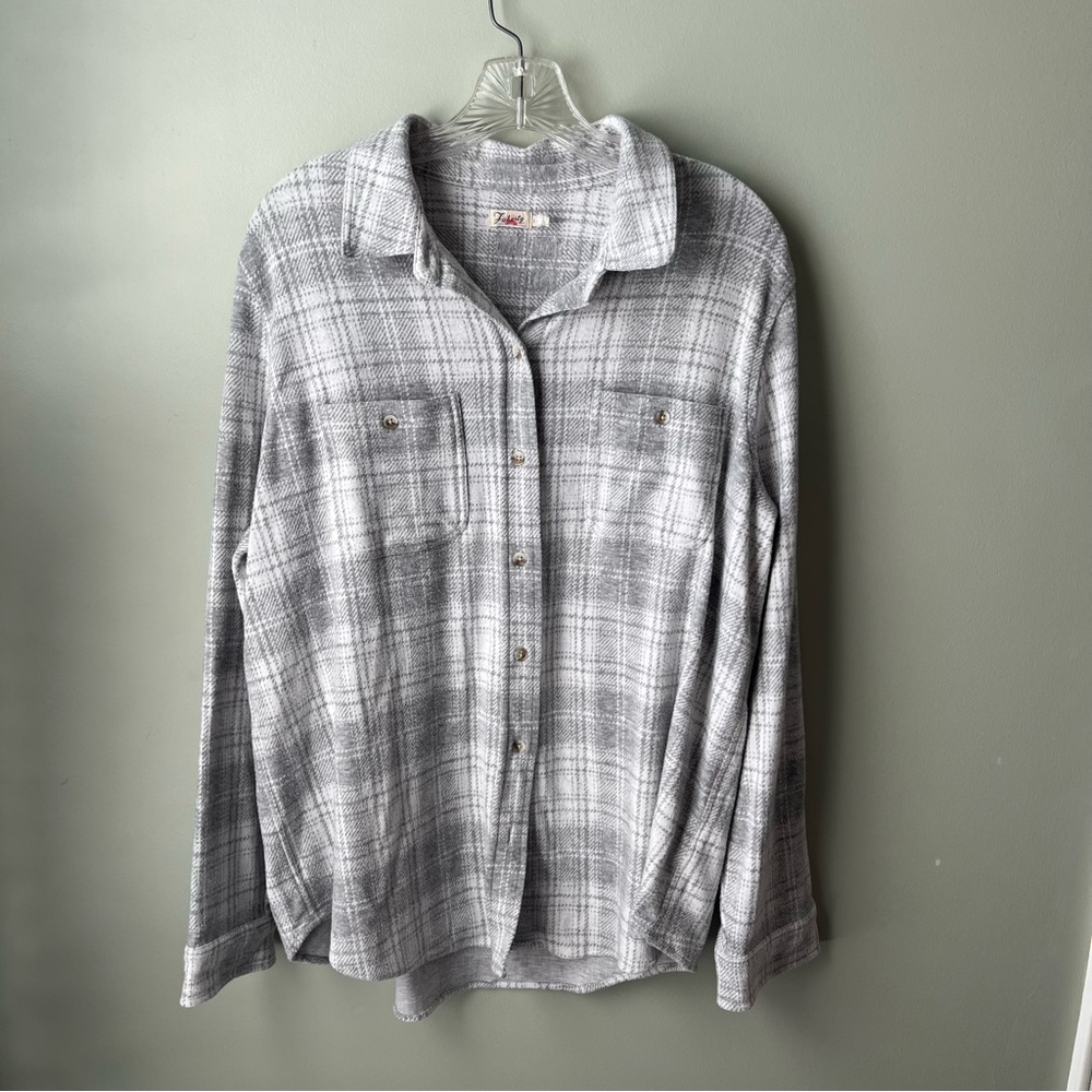 Faherty Legend Sweater Shirt Gray and White Plaid
